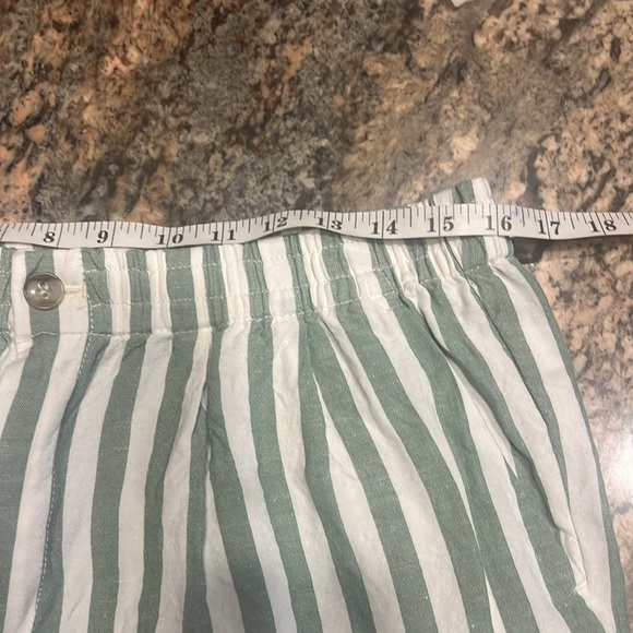 Madewell Linen-Cotton Track Trousers in Stripe SZ 6  Versailles Green New - Picture 10 of 12